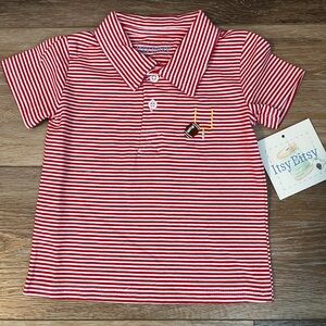 Itsy Bitsy Red & White Striped Polo Shirt for Kids 12M NWT